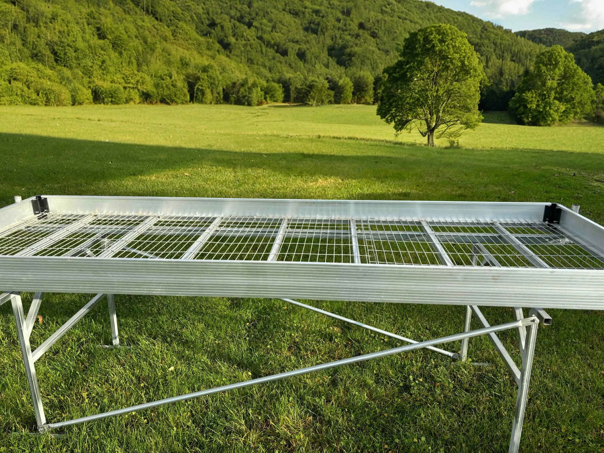 Metal Table in Green Field